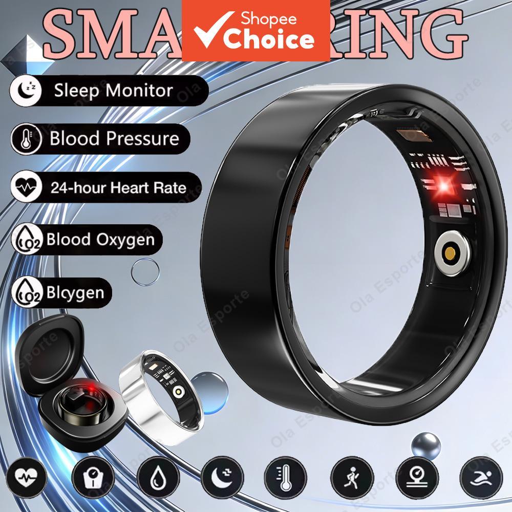 Novo Anel Inteligente para Homens e Mulheres, Monitor de Frequência Cardíaca e Oxigênio no Sangue, Anel Inteligente à