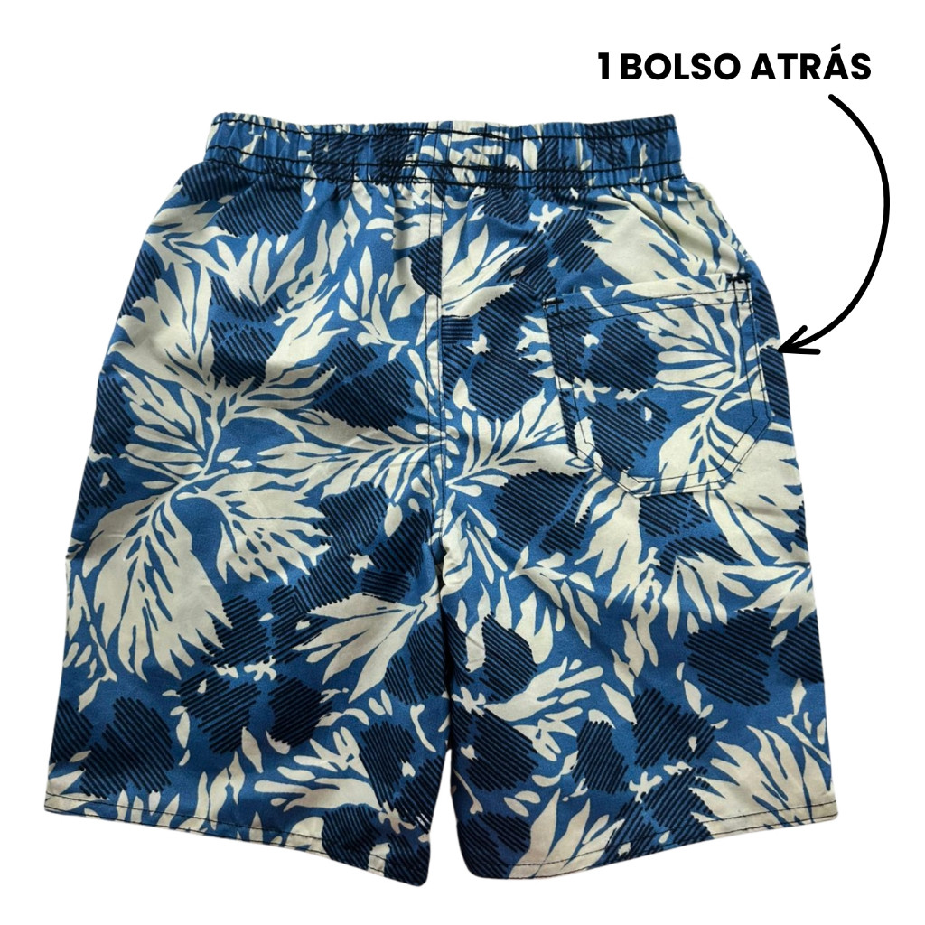 Bermuda Tactel Grappin Meninos Juvenil Estampada Folhagens Cordão Verão — imagem 2 de 2