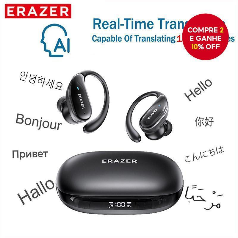 Fones de Ouvido ERAZER XT80 PRO com Tradução por IA, Fones de Ouvido Bluetooth, Fones de Ouvido Esportivos com Cancelame