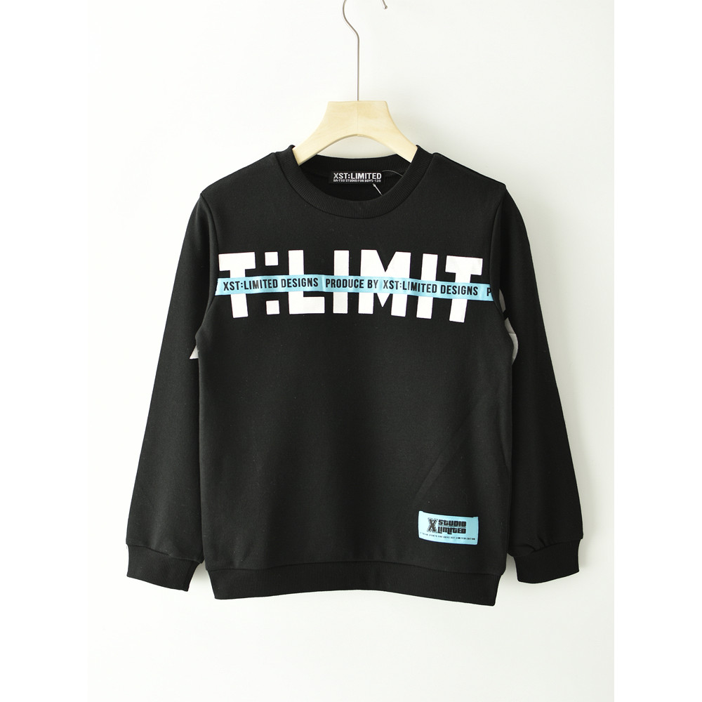 Em torno do pescoço de manga comprida carta camiseta moletom crianças primavera outono RB660 bonito frito rua grandes cr