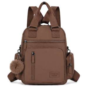 Bolsa Feminina Com Chaveiro Pompom e 6 Divisórias Transversal Impermeável Nylon Vira Mochila Tiracolo YC69#