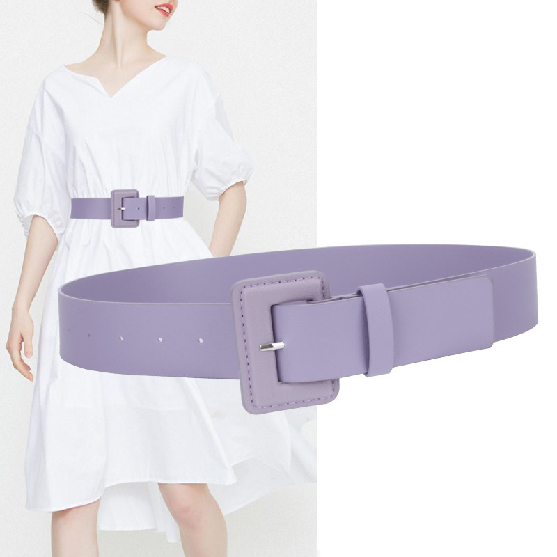 Cinto feminino largo roxo versão coreana amarelo rosa cinto feminino moda All-Match vestido cintura estreita verão cinto