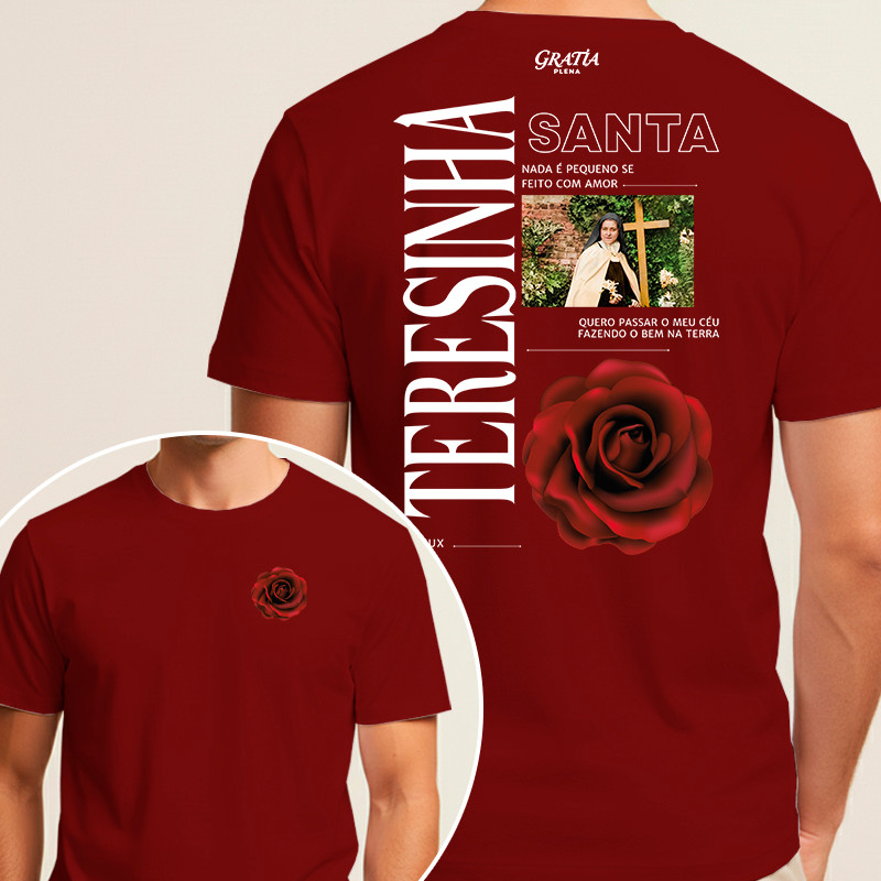 Camiseta Santa Teresinha Passar o Céu Fazendo Bem 100% Algodão Premium Unissex — imagem 2 de 2
