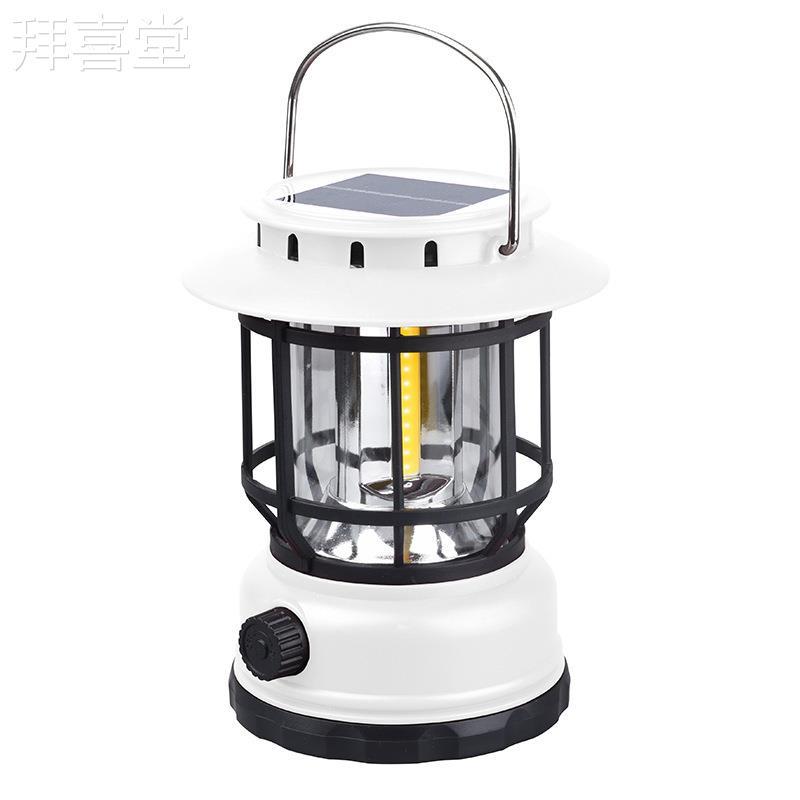 Novo Retro Solar recarregável luz de acampamento pônei luz ao ar livre iluminação ambiente led portátil luz da barraca