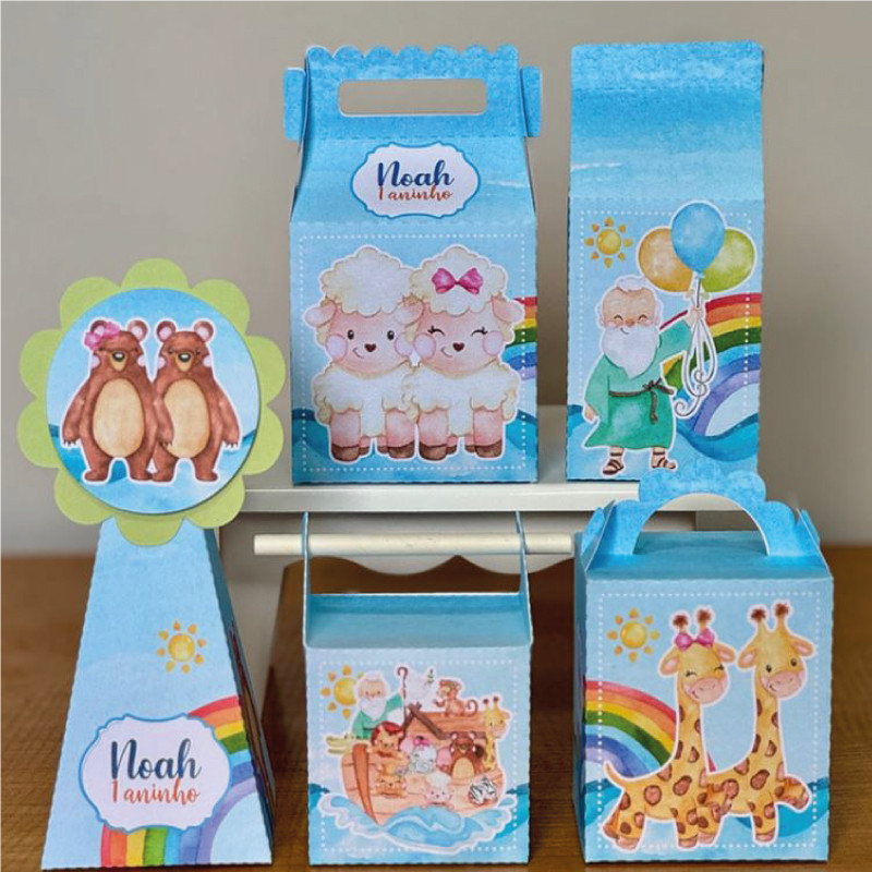 PEGUE E MONTE ARCA DE NOÉ -  Personalizados Arca de Noé Menino - kit festa - lembrancinha - aniversário