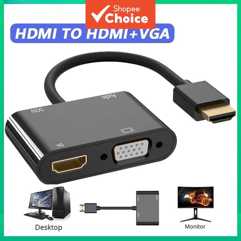 Adaptador HDMI para VGA Divisor de Alta Definição com Tela Dupla e Áudio para Monitor de Computador e Laptop