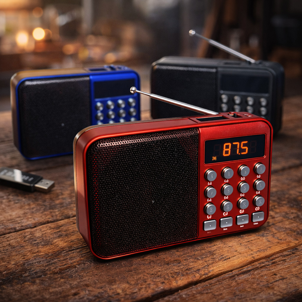 Rádio Retrô Fm Recarregável Bluetooth ÁTOMO Colorido Entrada De Cartão E De Fone De Ouvido MO-C3L