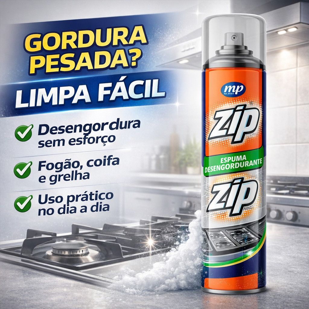 Espuma Desengordurante ZipClean 300ml Limpeza Grelha Forno Fogão Anti Gordura Forte Aerolfex