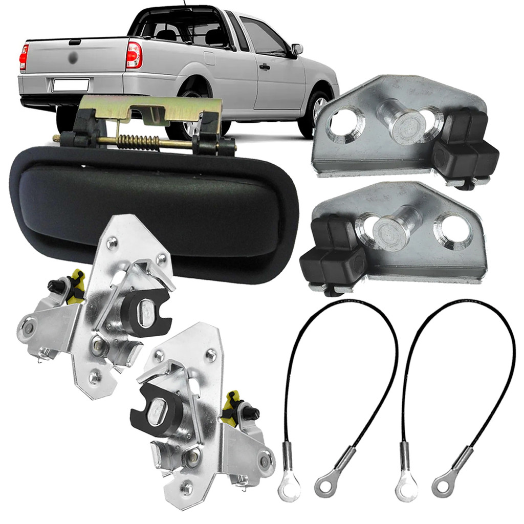 Kit 07 Peças Fechadura Caçamba Saveiro G2 G3 G4 1996 A 2013 2014