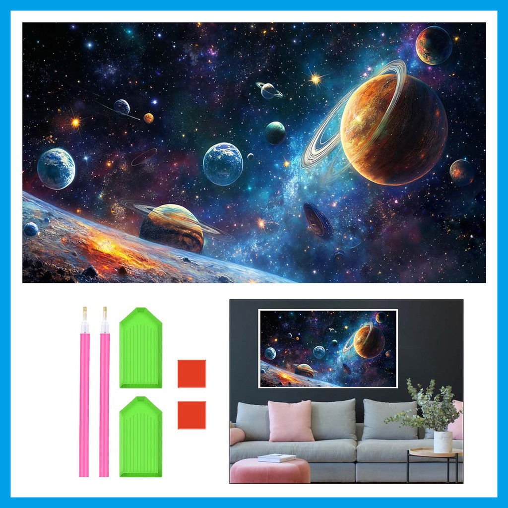 5D grande Kit de arte diamante (para adultos), 70x40cm planetário pintura diamante arte universo DIY Quadrado Diamante