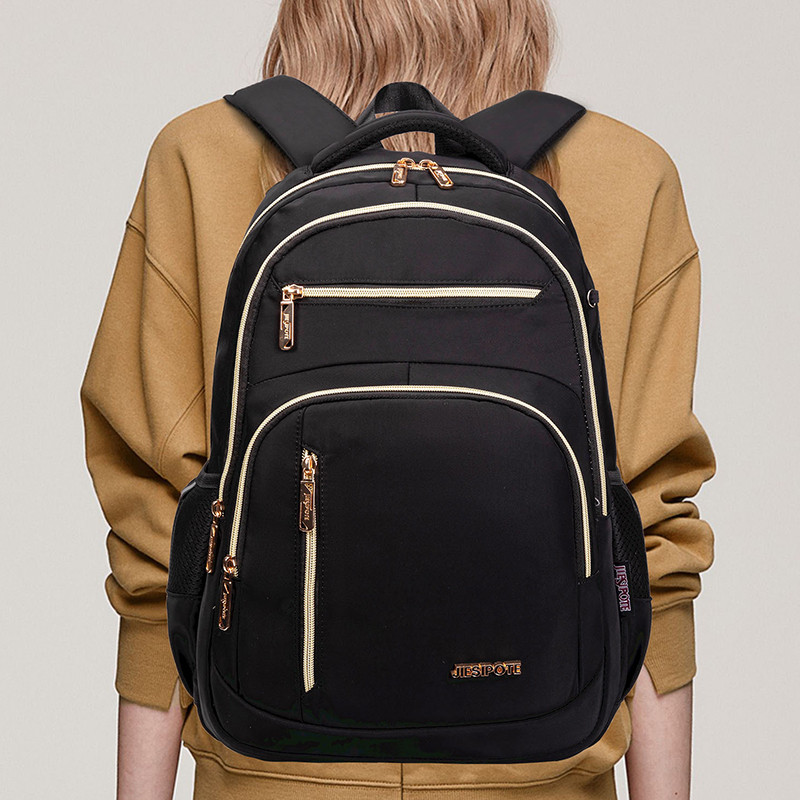 Mochila feminina de lona Oxford, grande capacidade, bolsa de computador para trabalho, resistente a respingos — imagem 2 de 2