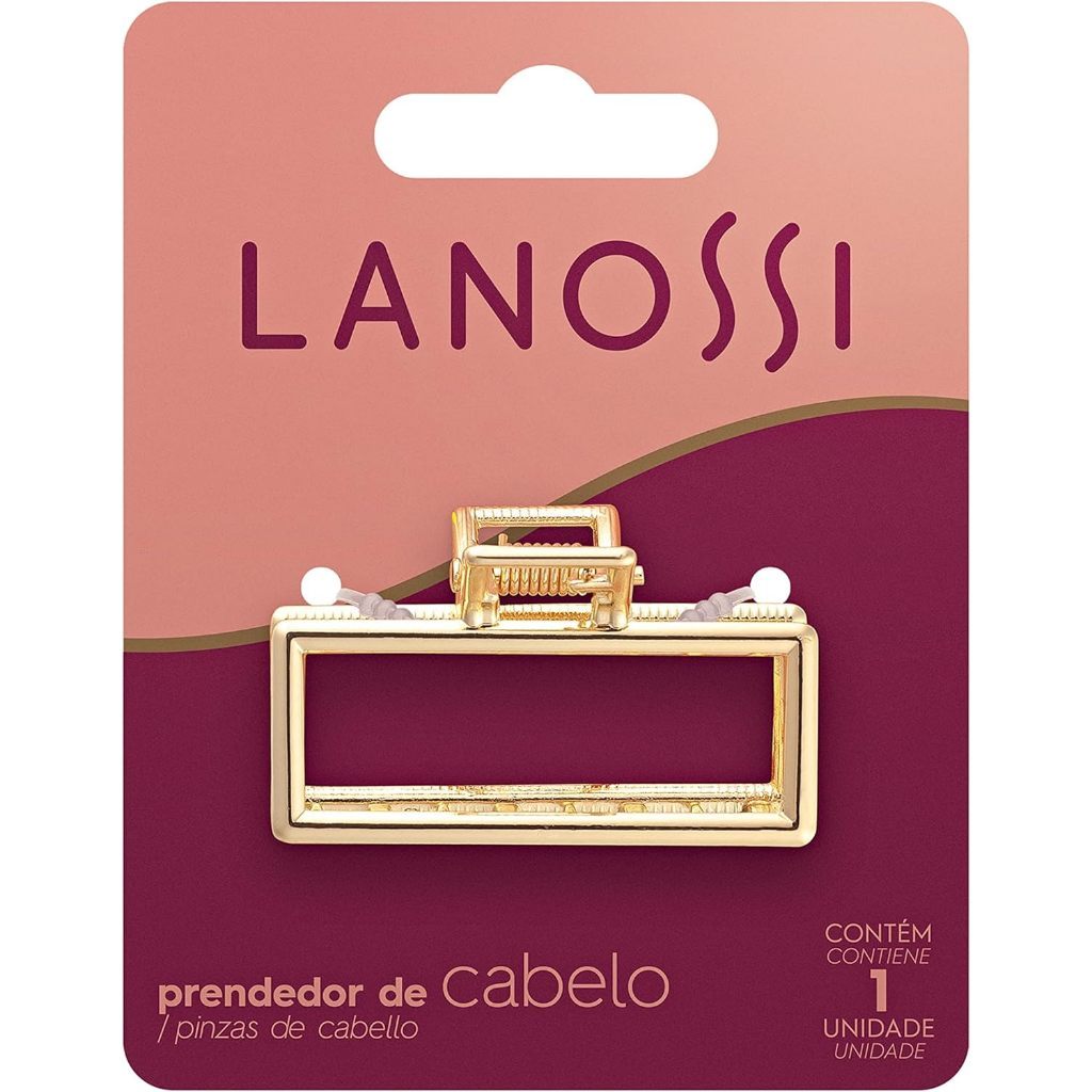 Prendedor de Cabelo Lanossi Metal Gold Médio - Piranha Dourada com Mola Resistente e Estilo Moderno
