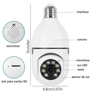 Câmera de segurança wi-fi ip sem fio 360 encaixe lampada aplicativo YOOSEE full HD visão noturna - bivolt