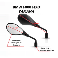 Espelho Retrovisor Modelo BMW F800 Fixo Universal Rosca Moto Yamaha Ajustável Premium Esportivo Par