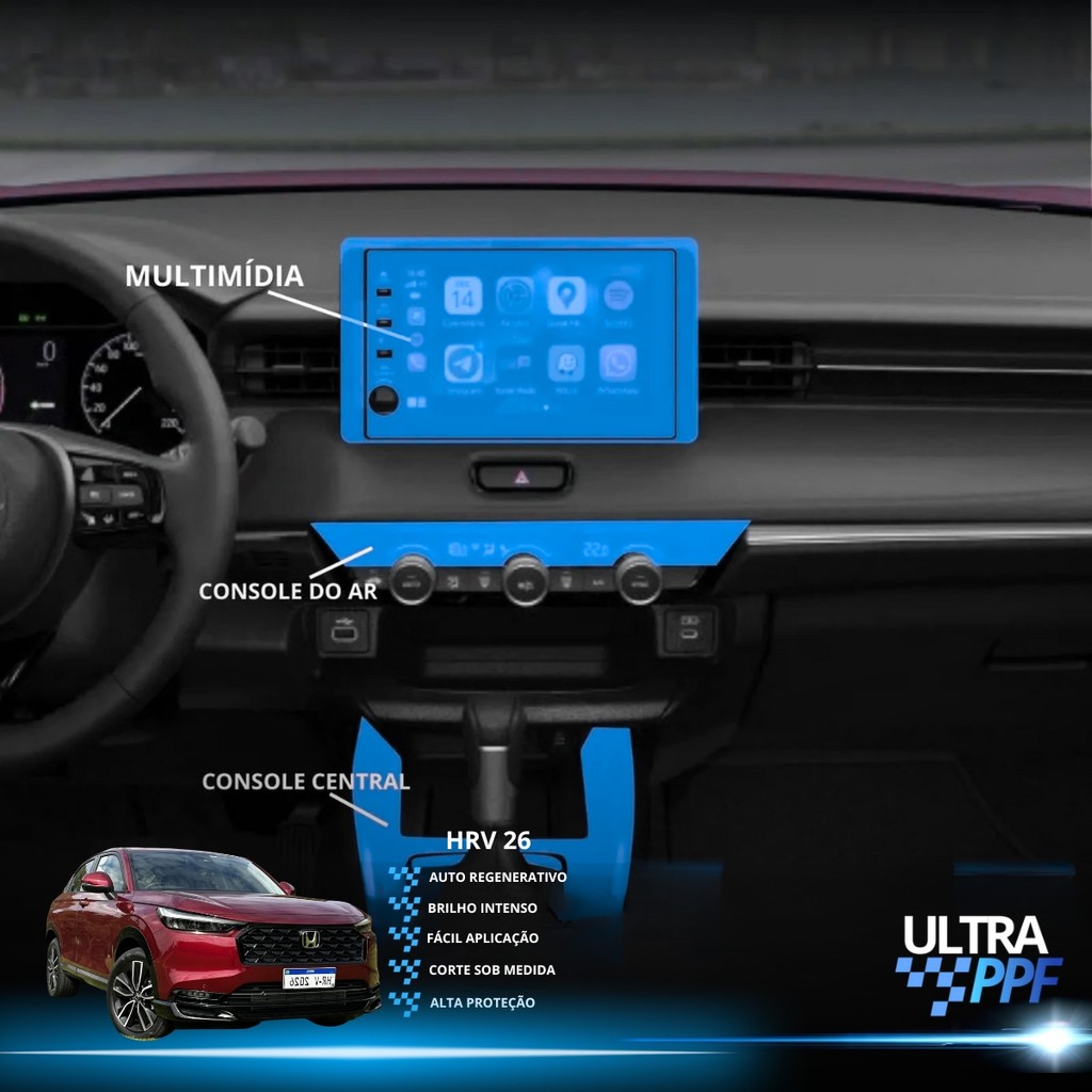 Película PPF Console Central Console Ar Multimídia Honda HRV 26