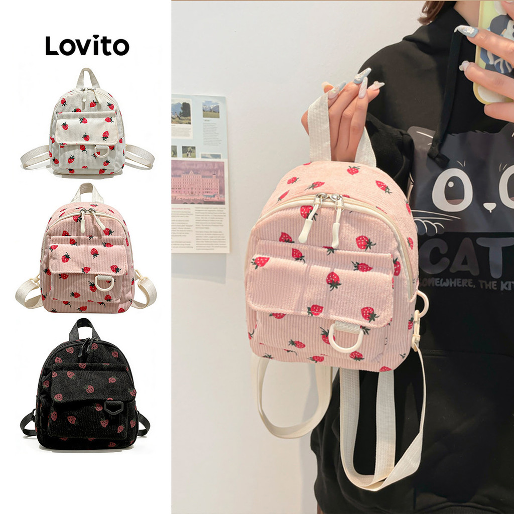 Lovito  Mochila Casual com Vários Compartimentos e Bolsos para mulheres. LFA107001 em Oferta na Shopee