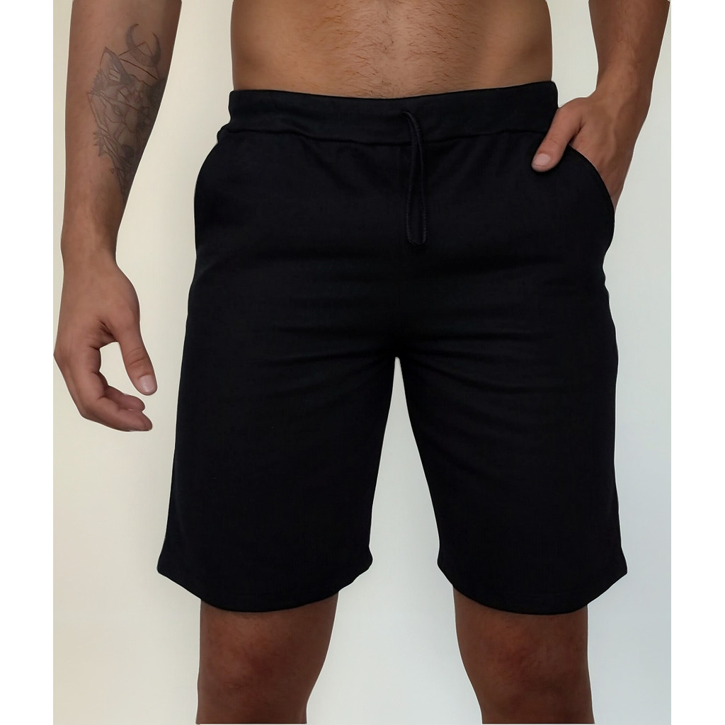Bermuda Moletom Masculina Básica Malha Premium em Algodão e Poliéster