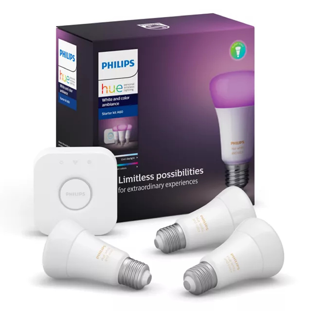 Starter Kit com 3 lâmpadas Philips Hue inteligentes