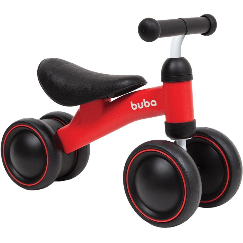 Bicicleta Equilíbrio Infantil Andador Sem Pedal 4 Rodas Bebê Buba Criança Vermelha