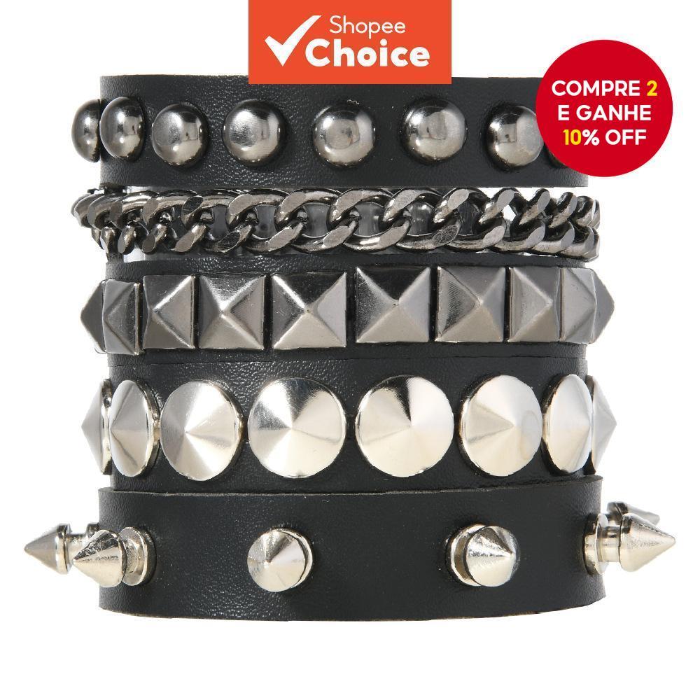 Moda Estilo Punk Gótico Rock Pulseira De Couro PU Festa Exclusiva Presente De Natal De Halloween