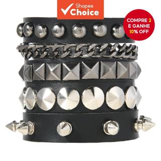 Moda Estilo Punk Gótico Rock Pulseira De Couro PU Festa Exclusiva Presente De Natal De Halloween