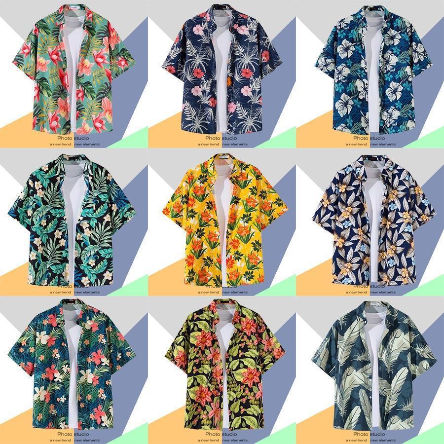 Havaí impresso camisa de manga curta masculina praia comércio exterior Amazon camisa masculina solta fantasia topo Cross