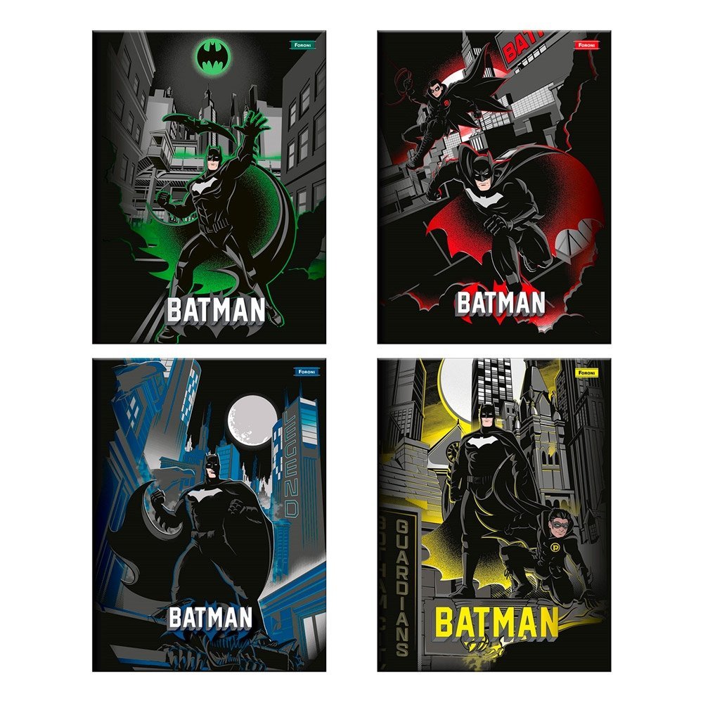 Caderno Costurado Foroni  Universitário Capa Dura Batman 80 Folhas - Embalagem com 5 Unidades