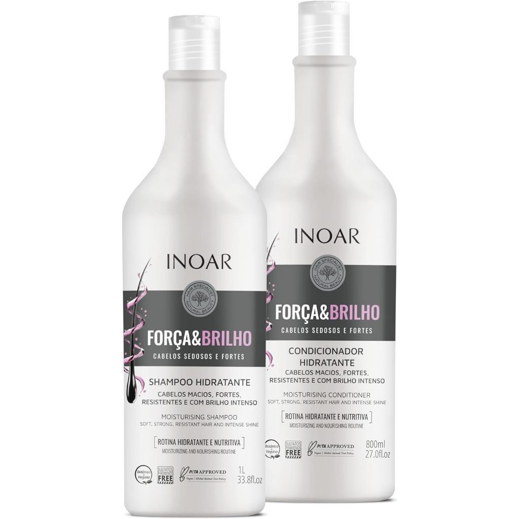 INOAR KIT FORÇA E BRILHO SHAMPOO 1000ML + CONDICIONADOR 800ML