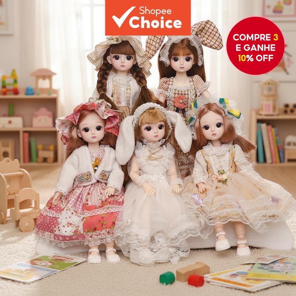  Boneca BJD 30cm 1/6 Menina Vestido Fofo 21 Juntas Princesa Beleza Maquiagem Moda Brinquedo DIY