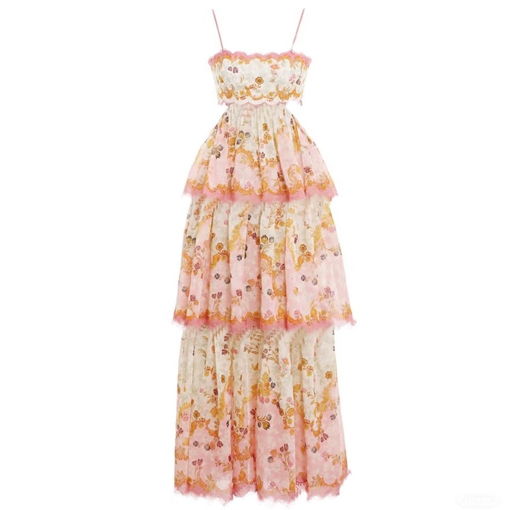 2026 Novo estilo de posicionamento bordado peito Design alça traseira vestido grande Swing