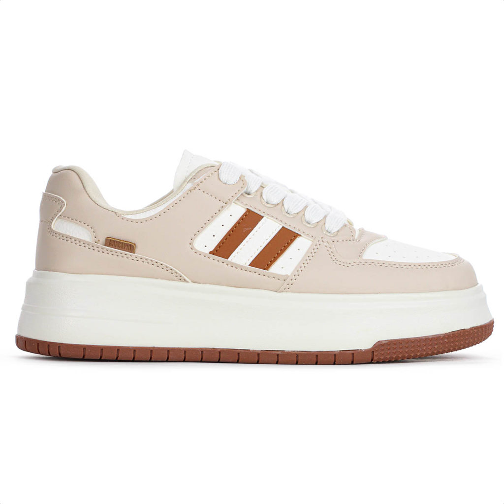 Tênis Anacapri Aura Off White e Marrom - Feminino em Oferta na Shopee