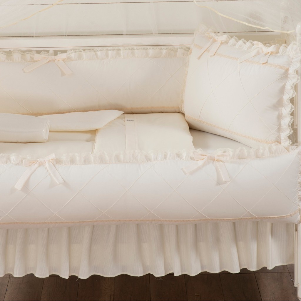 Kit Protetor De Berço 10 Peças Com Saia Bordado 100% Algodão em Oferta na Shopee