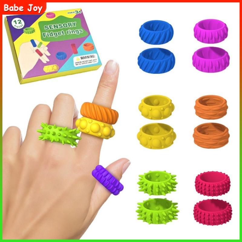 6/12 Pçs Alívio Do Estresse Espetado Sensorial Anéis Para Massagem Aliviar O Estresse Das Crianças