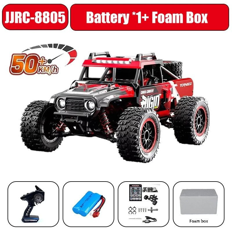 Carro RC Off Road 4x4 Alta Velocidade 50 KM/H Carro de Controle Remoto com Farol LED Brushless 4WD 1/16 Caminhão Monstro