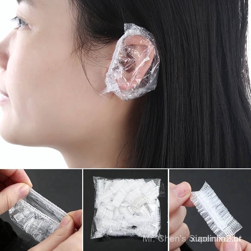 50/100 Pçs Transparente Único Earmuffs Descartável À Prova Dwaterproof Água Manga De Ouvido Banho Chuveiro Salão Proteto