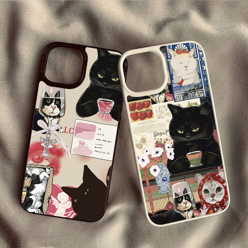 Capa De Telefone Macia Transparente Para Samsung S24 S23 FE S26 S24 S25 Ultra S23 S22 S21 Plus S20 S21 Vintage Preto Gat
