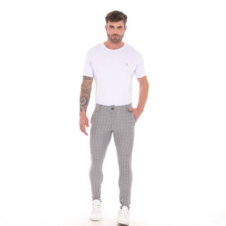 Calça Masculina Slim Fit Xadrez Premium Casual Social