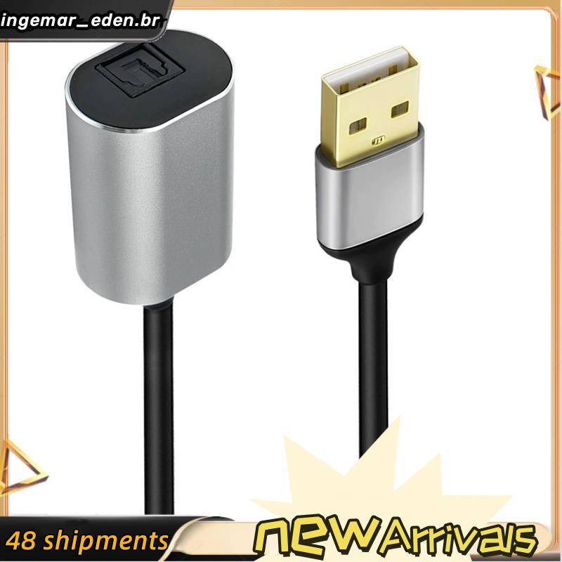 Adaptador De Áudio Óptico USB Para Toslink , Cabo Conversor De Fibra Óptica Digital A 2.0 Macho SPDIF Computador Portáti