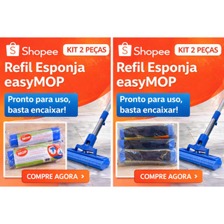 Refil Mop Esponja Easy Mop Kit 2  peças Alta Absorção | Reposição Esfregão Limpeza