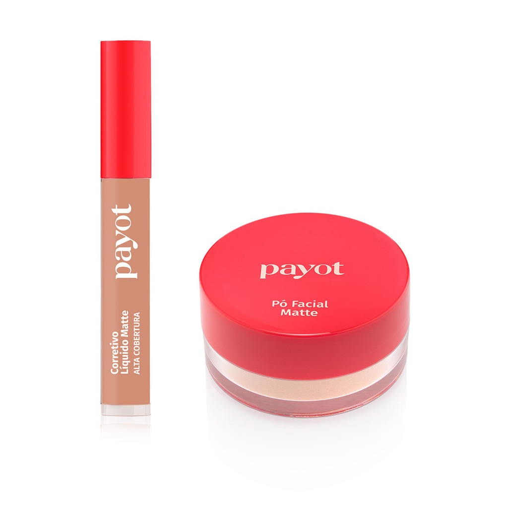 Kit Corretivo Matte Alta Cobertura Cor 3.0 + Pó Facial Cor Matte2 Chérie