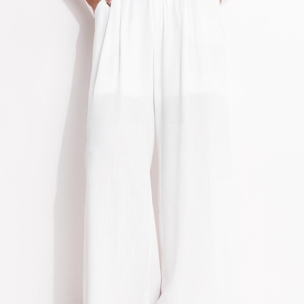 Calça Em Viscose Plana Off White Quintess