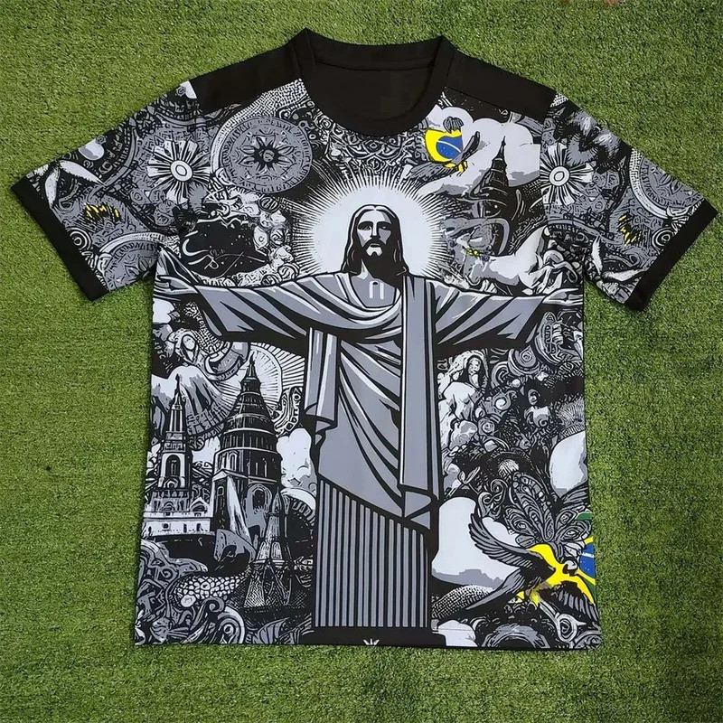 Verão Treinamento De Futebol Topo Edição Especial Jesus Preto Cinza Camisa Adulto Crianças Ao Ar Livre Camisetas De Seca