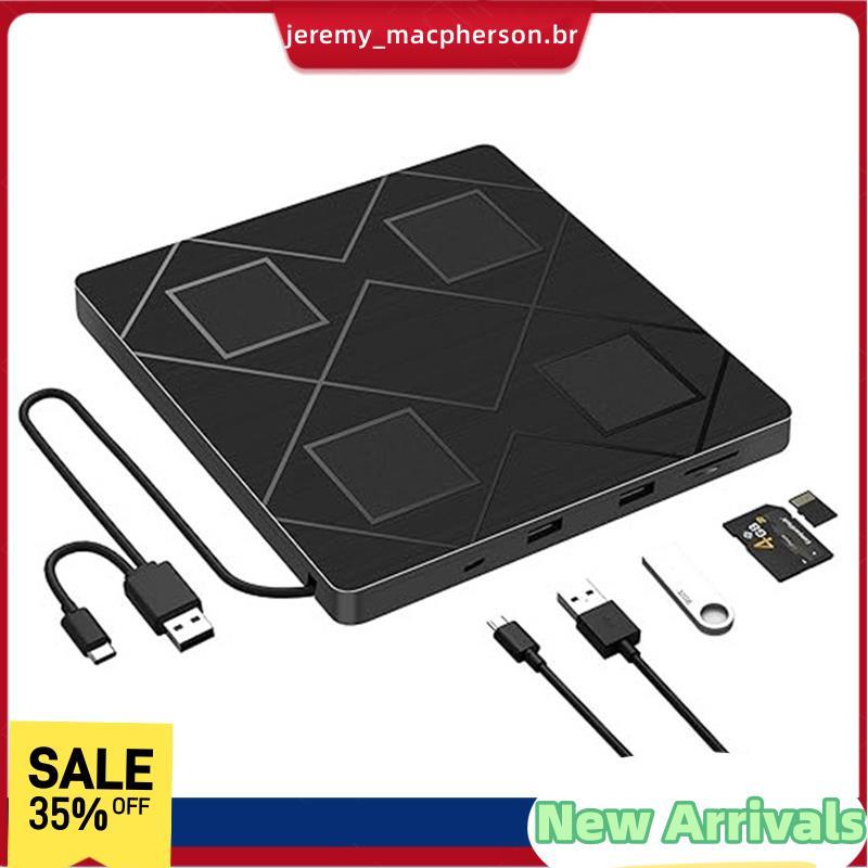 Unidade De CD/DVD Extemal 5 Em 1 Para Laptop , Queimador Portátil Rw Com Leitor De Cartão SD/TF E Reprodutor Regravável-