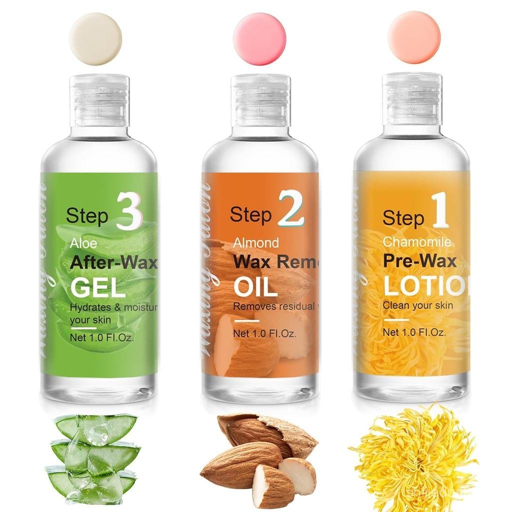 Mini Pre Wax Spray and After Wax Spray, Triple-bottle Set After Wax Care with Pre Wax Cleanser, Wax Remover Oil and Skin