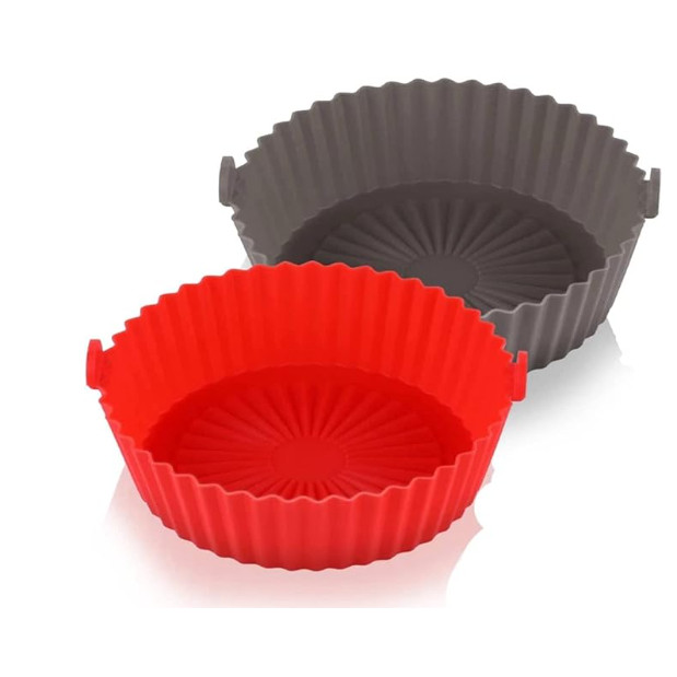 Kit Formas de Silicone para Air Fryer Antiaderente,Reutilizável,Livre de BPA, Alta Temperatura, For e Micro-ondas