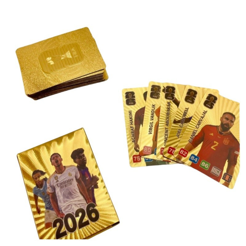 55Pcs/Box Novas Estrelas De Futebol Caixa De Cartão Dourado Catar Copa Do Mundo La Liga Coleção De Footballer Conjunto D