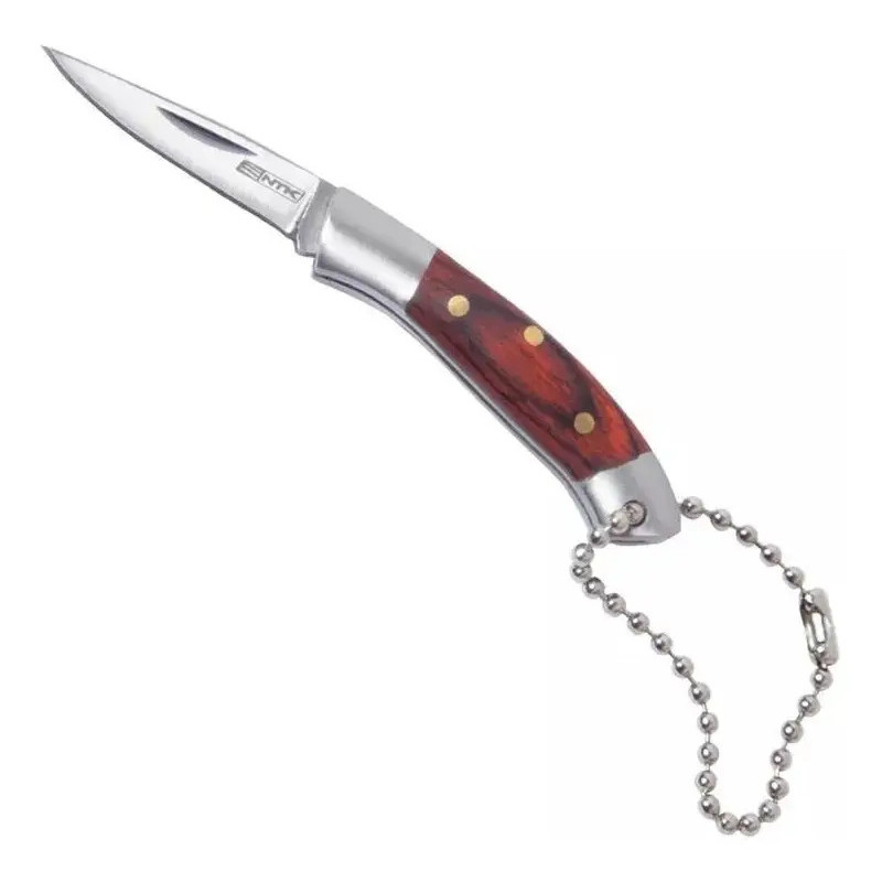 MINI CANIVETE CHAVEIRO NTK MADEIRA AÇO INOX COMPACTO PORTÁTIL SOBREVIVÊNCIA ORIGINAL NAUTIKA