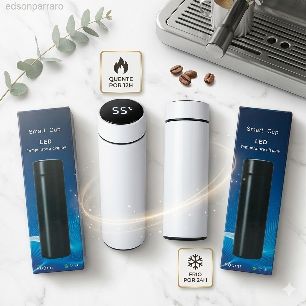 Garrafa Térmica Smart 500ml com Sensor de Temperatura LED Digital