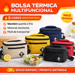 Bolsa Térmica Fitness Impermeável Lancheira Marmiteira Preta Pode Colocar Gelo Anti Vazamento