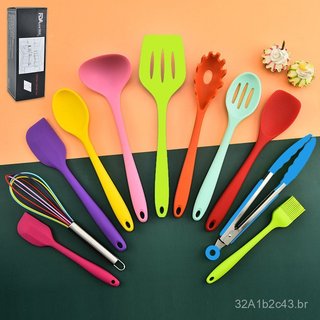 Conjunto de utensílios de cozinha de silicone de 12 peças, conjunto criativo de utensílios de cozinha de silicone, espát